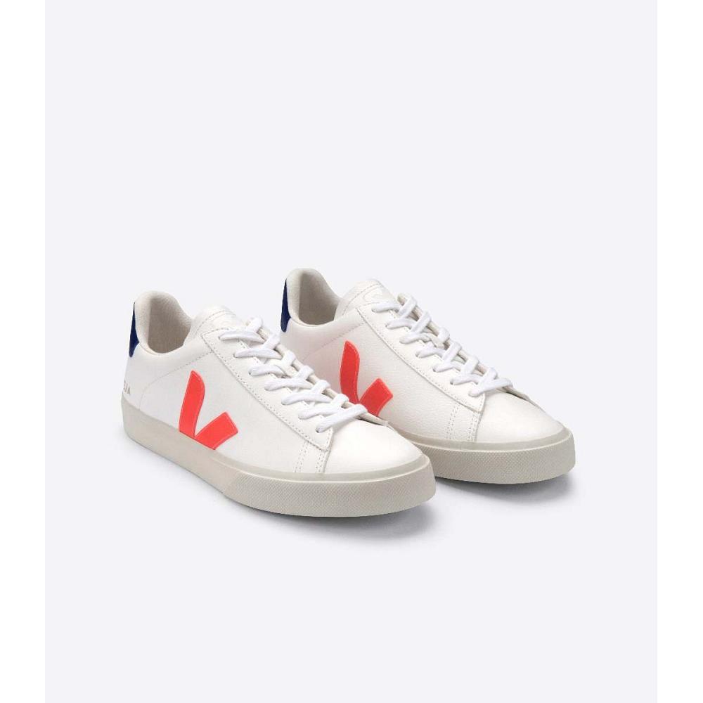 White/Orange/Blue Men's Veja CAMPO CHROMEFREE Low Tops Sneakers | AU 297WNB